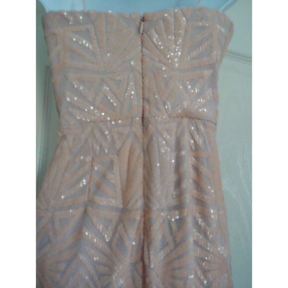 Dress The Population Glamorous Claire Sequin Strapless Feminine Shimmer S Midi - Picture 8 of 16